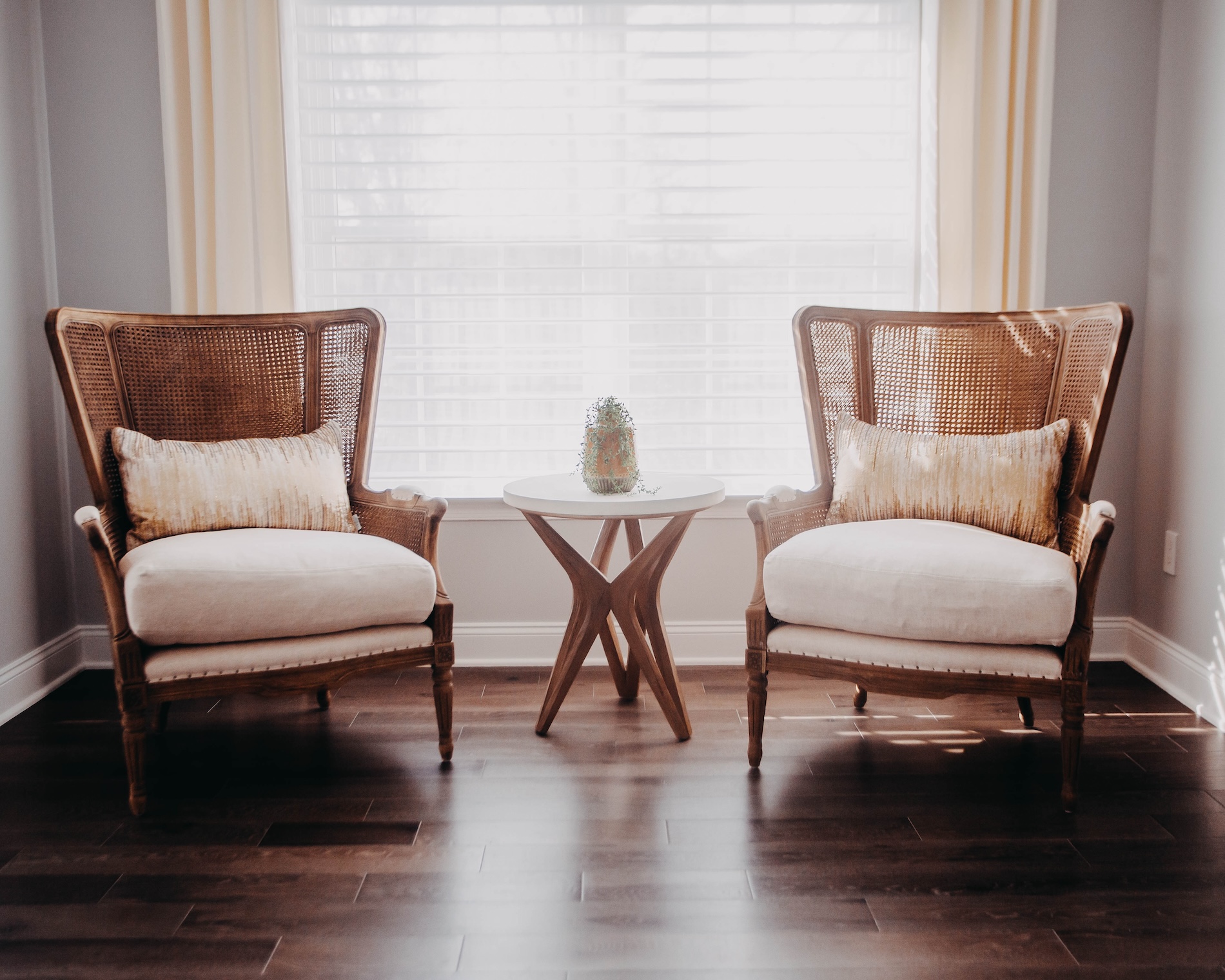 Accent Caned Chairs Bedroom Interior Design