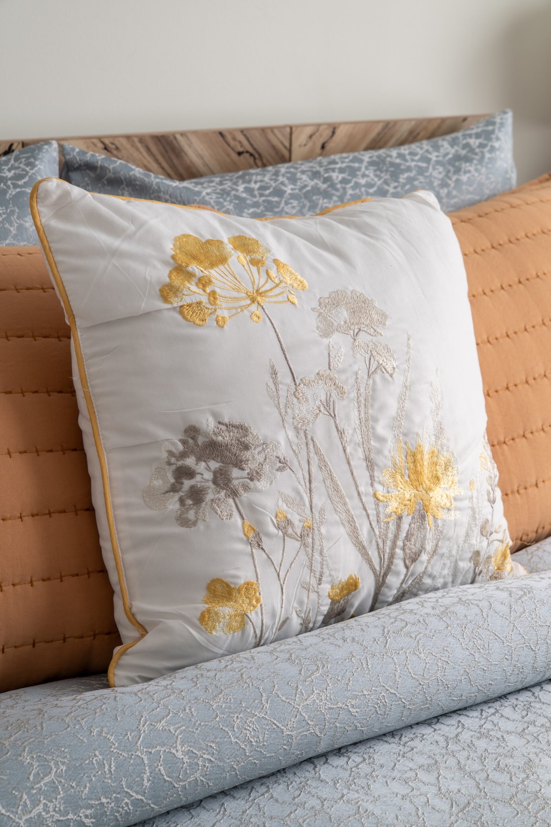 Accent Pillow Detail Embroidered Flowers