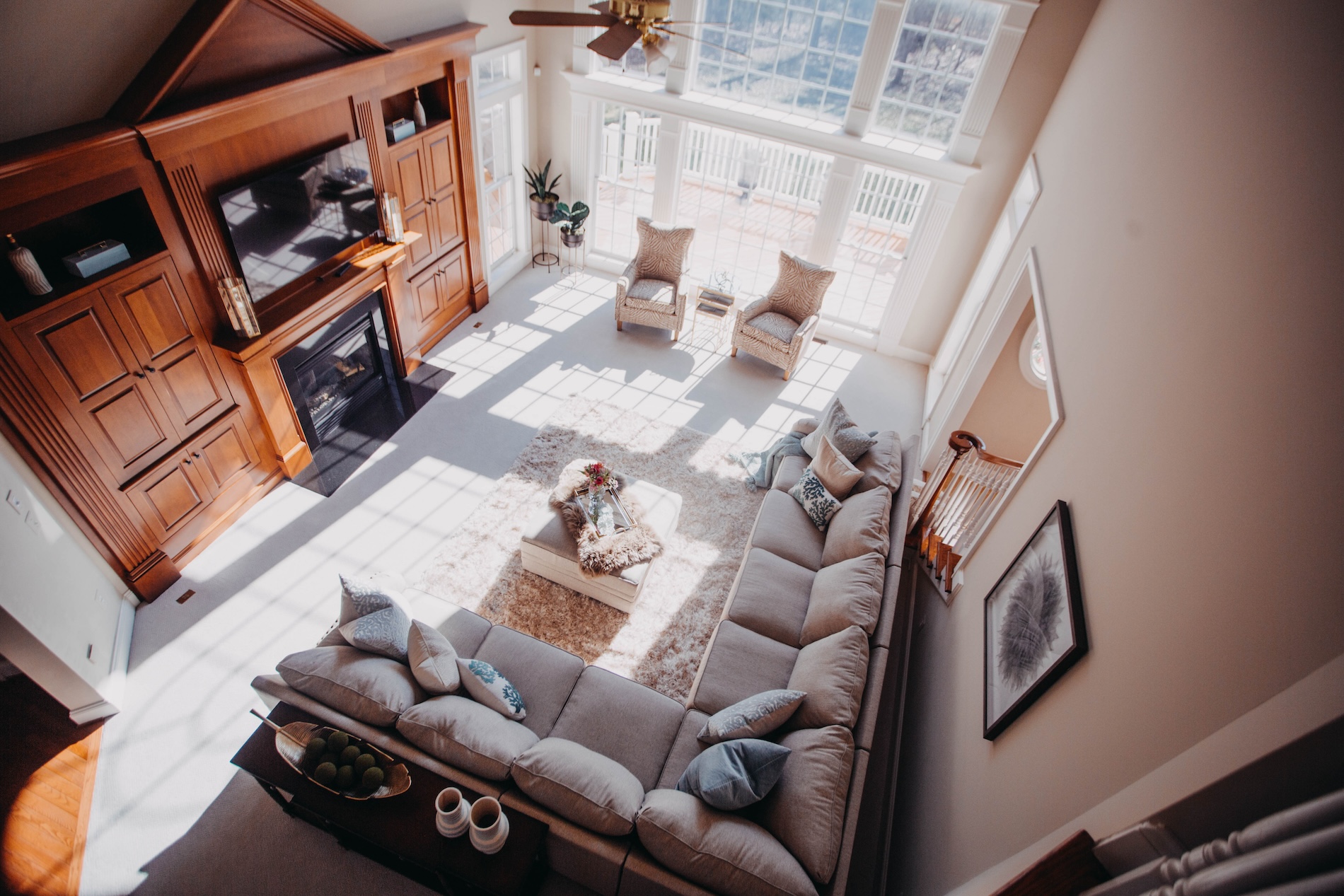 Aerial Living Room Interior Design Aldie Va