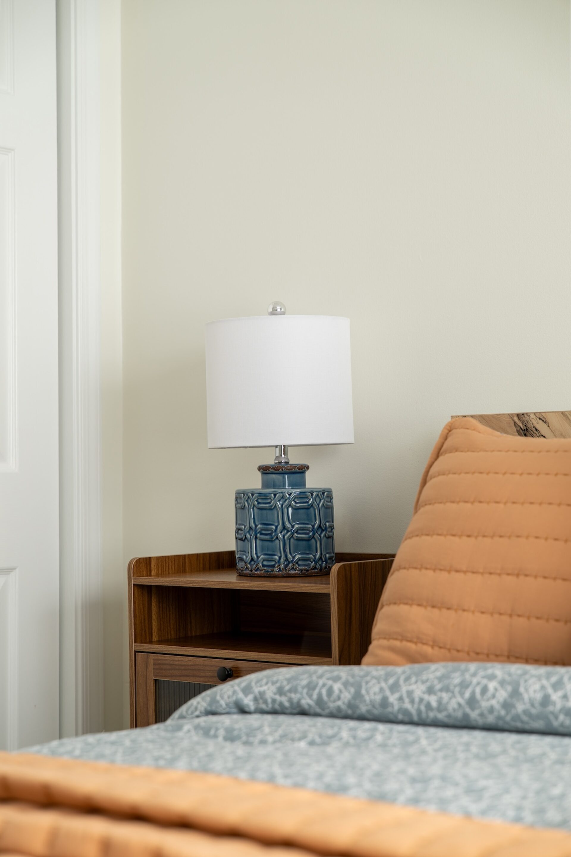 Bedroom Detail Pale Orange And Blue