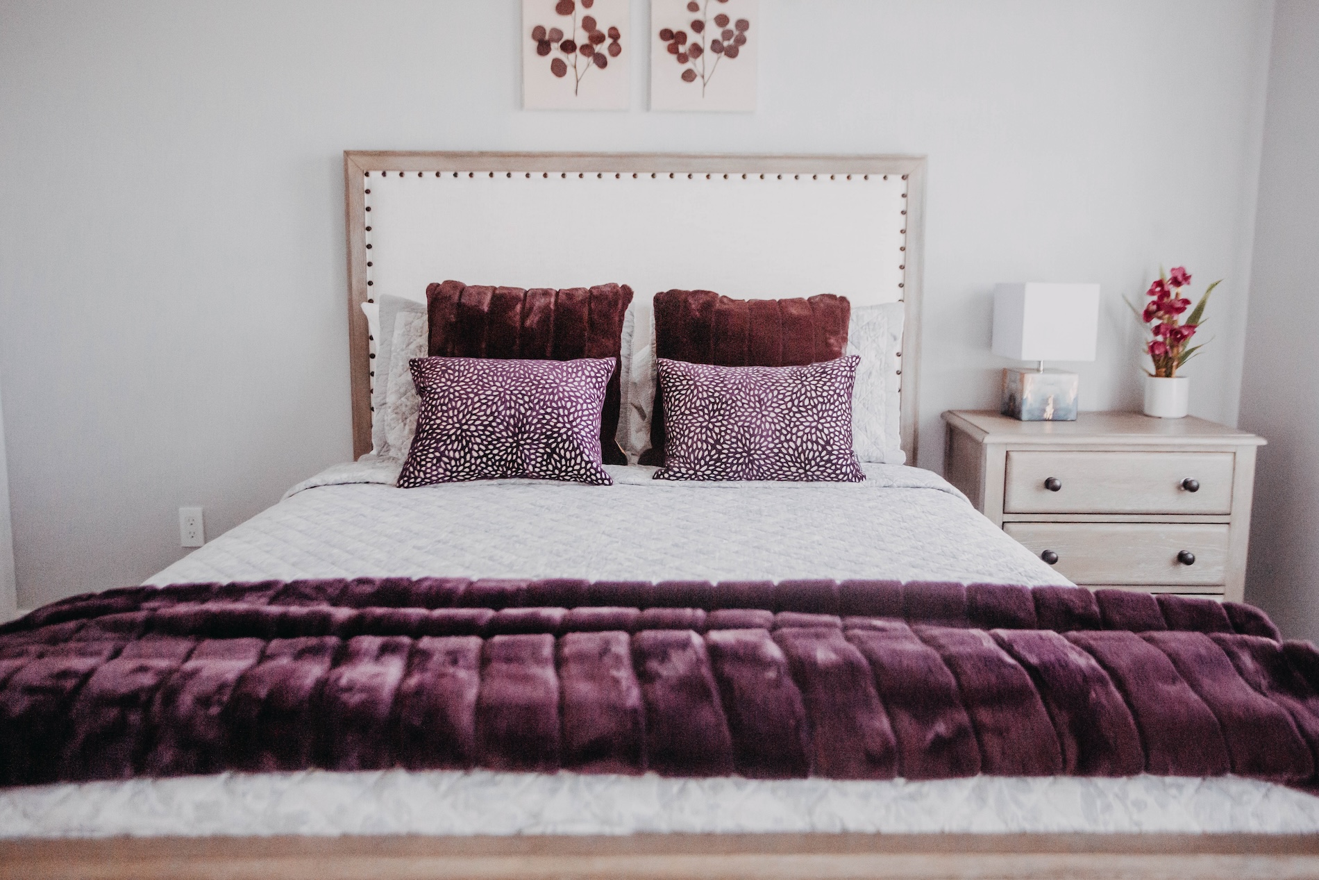 Bedroom Interior Design Deep Purple Accents