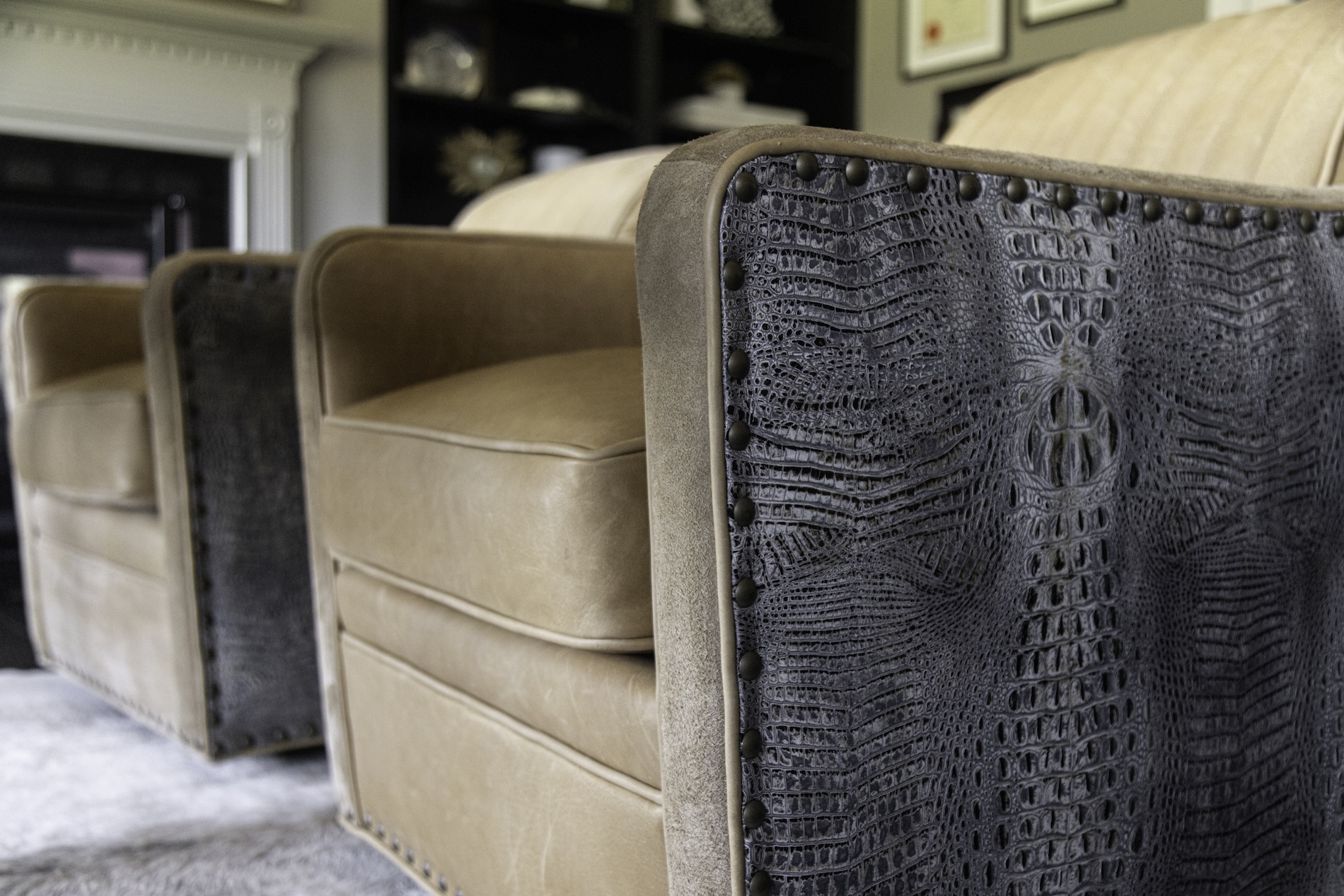 custom alligator accent chairs raja interiors