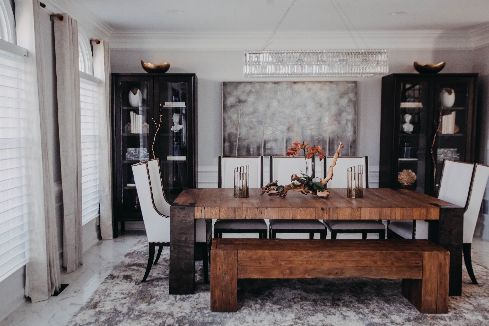 Custom Wood Dining Table And Bench