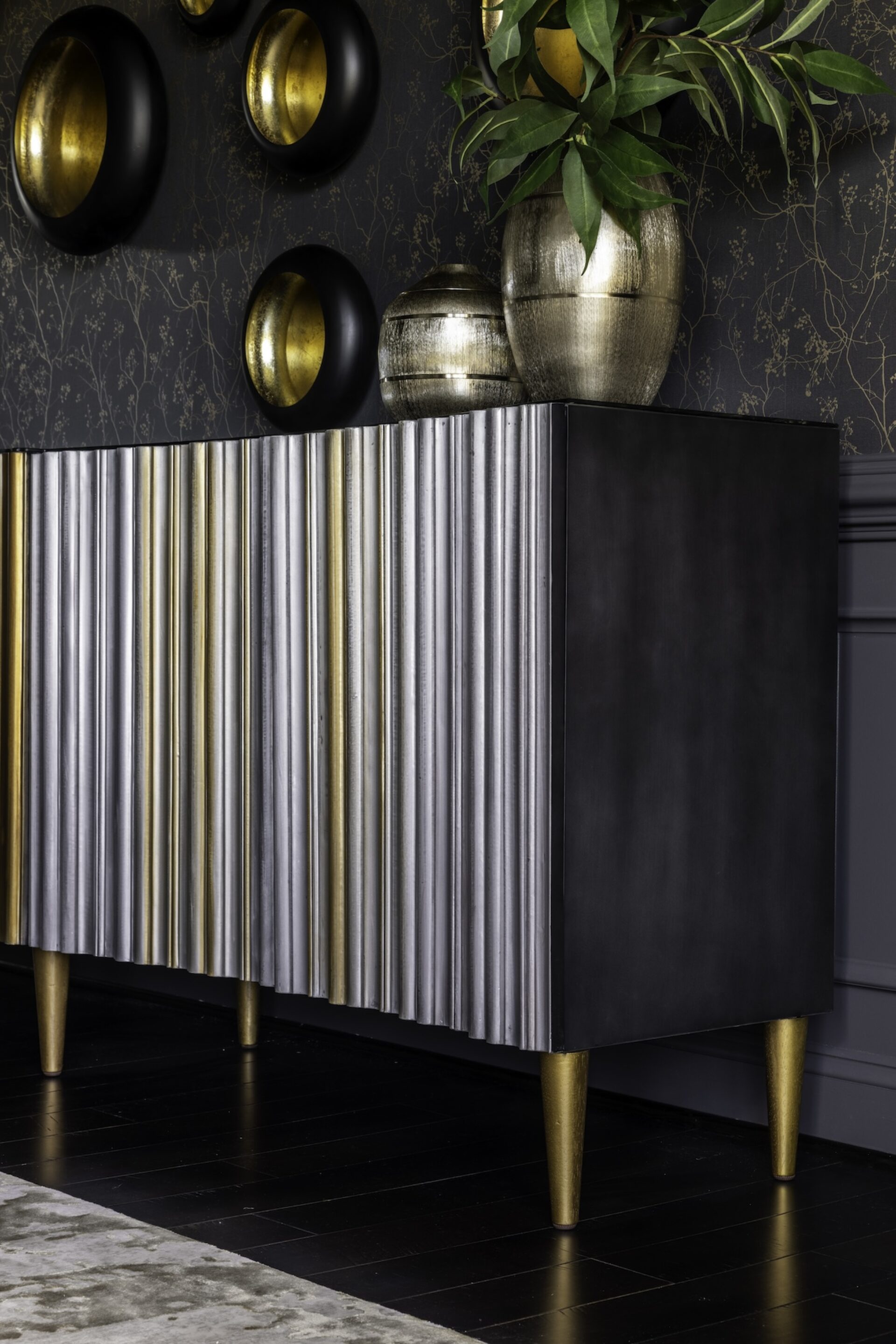 formal dining room sideboard with gold legs