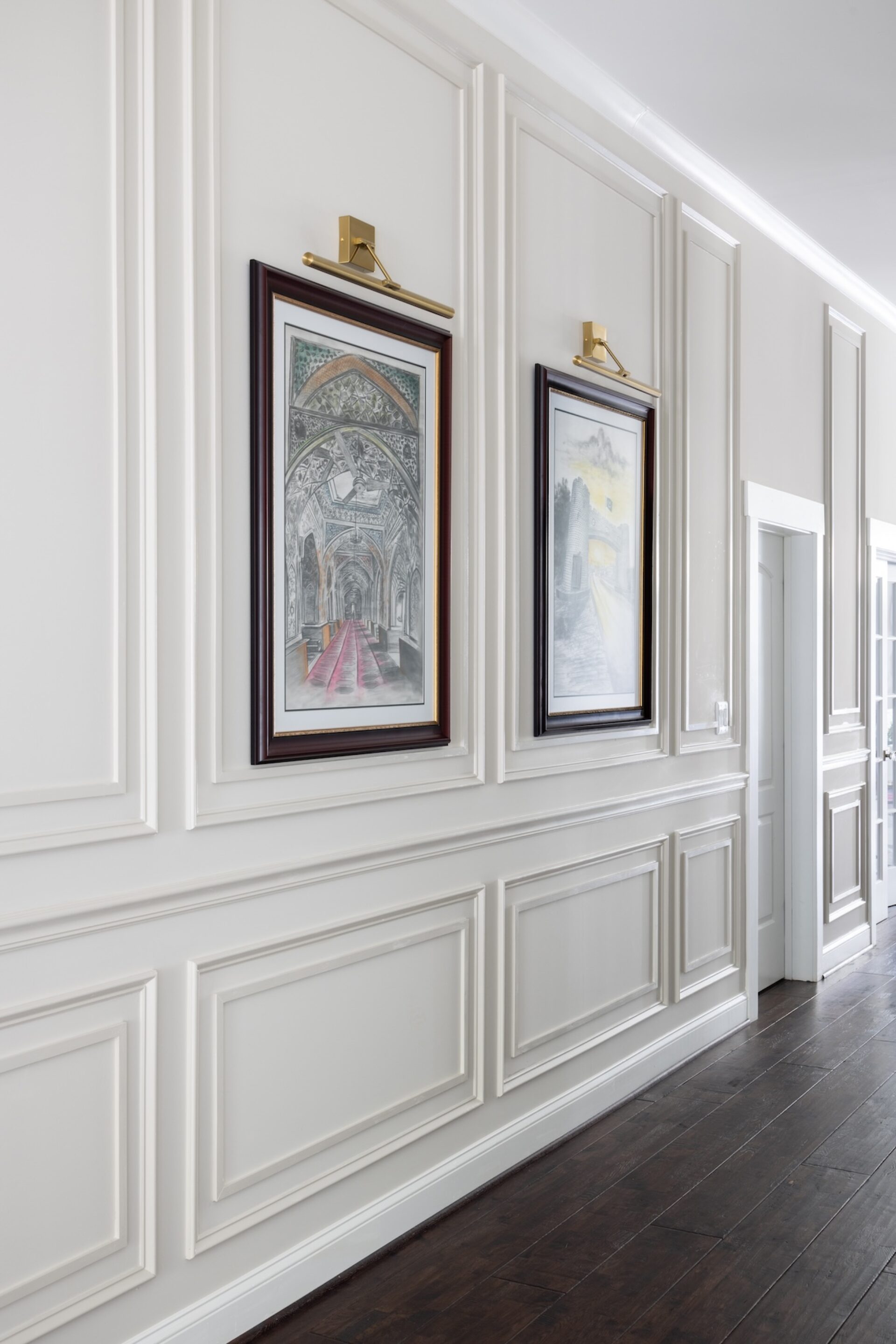 hallway art with museum lighting