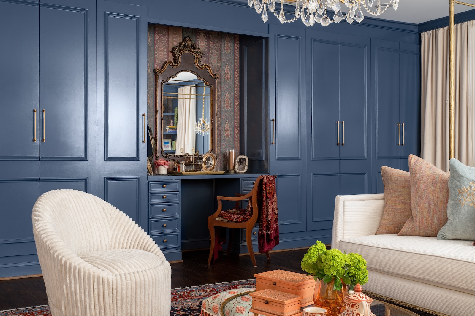 Indian Inspired Bedroom Design Color Drenched Walls Blue