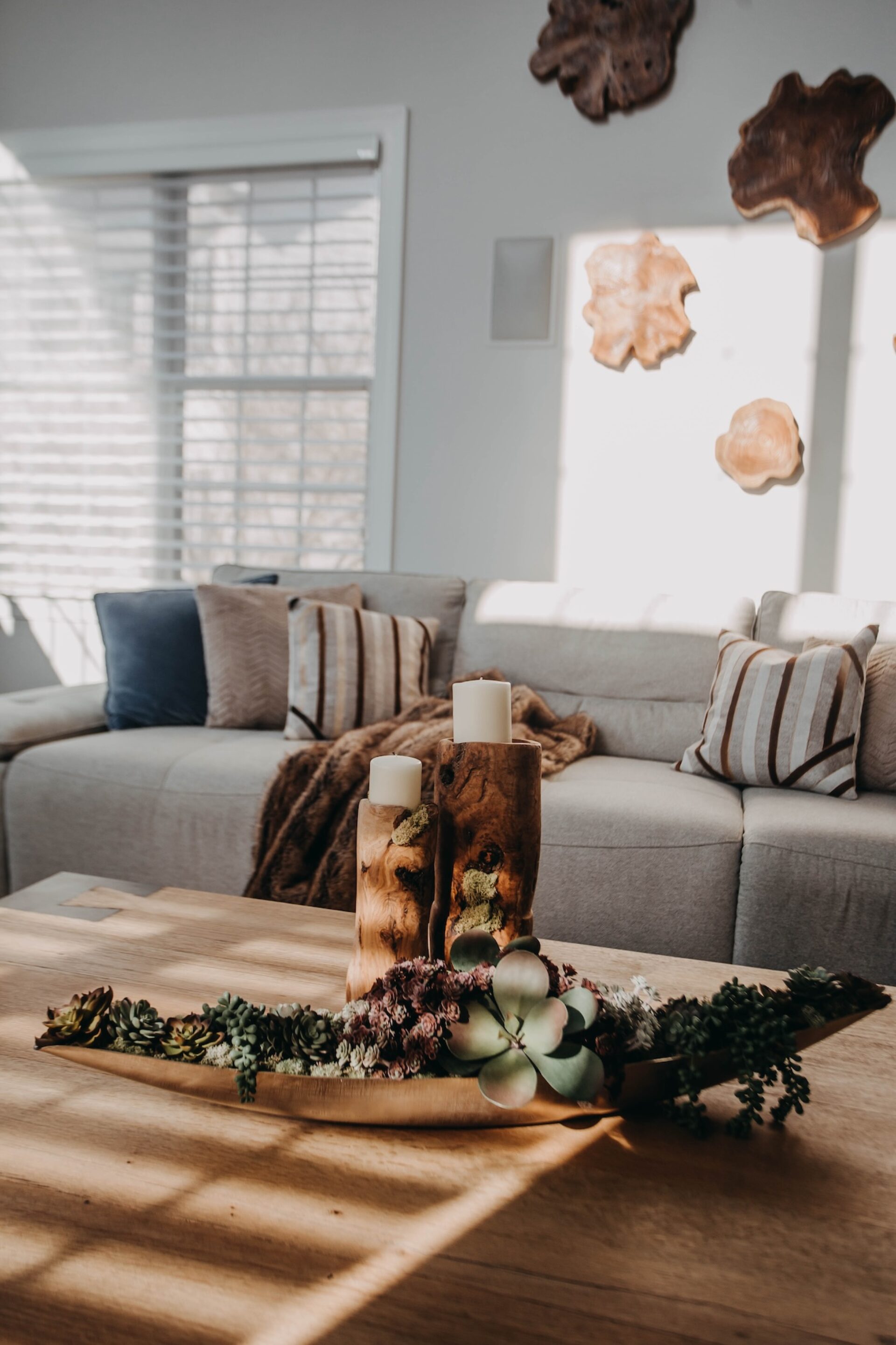 Living Room Wood Table And Custom Wood Candle Holders