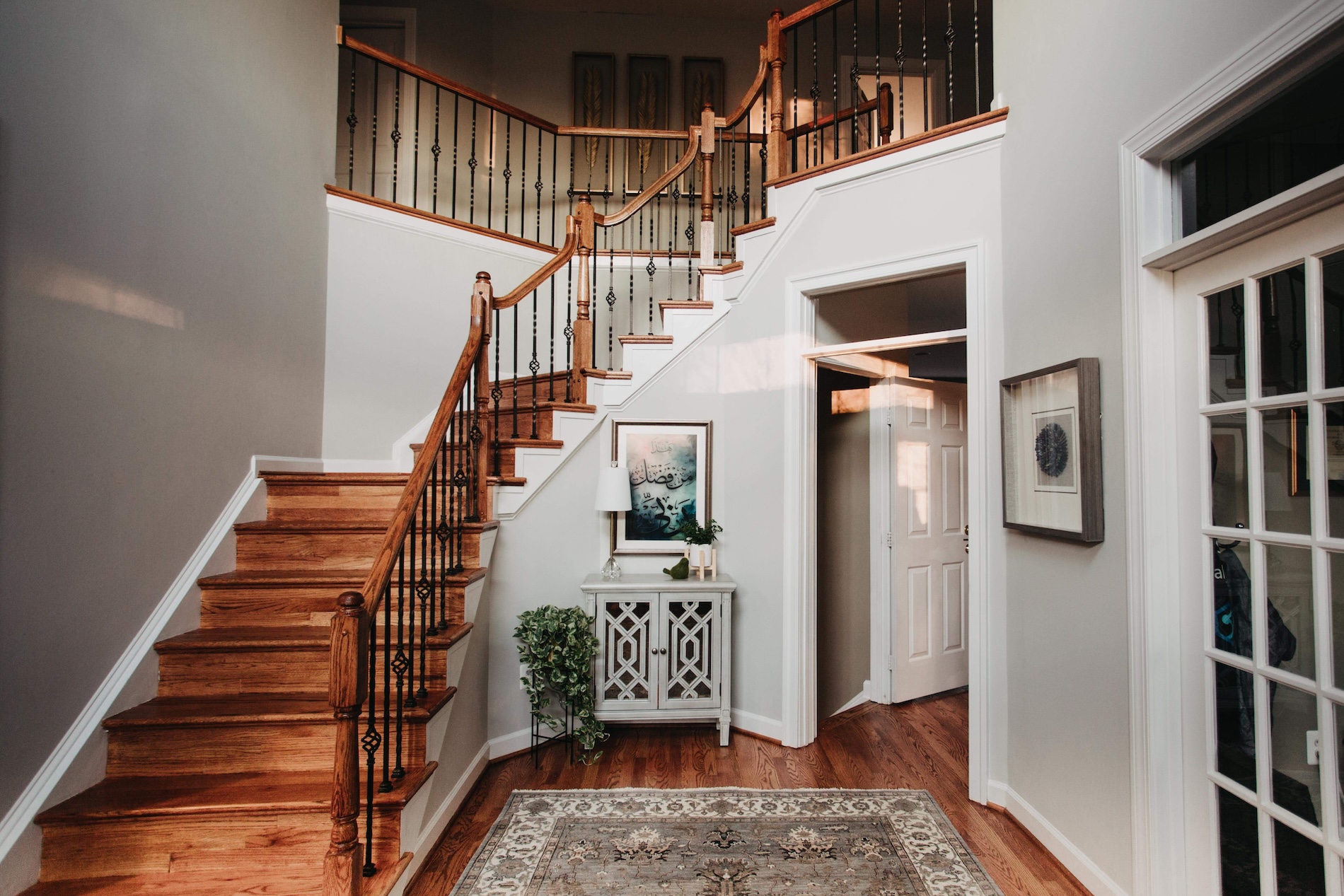 Oakton Va Entryway Interior Design Refinished Wood Floors