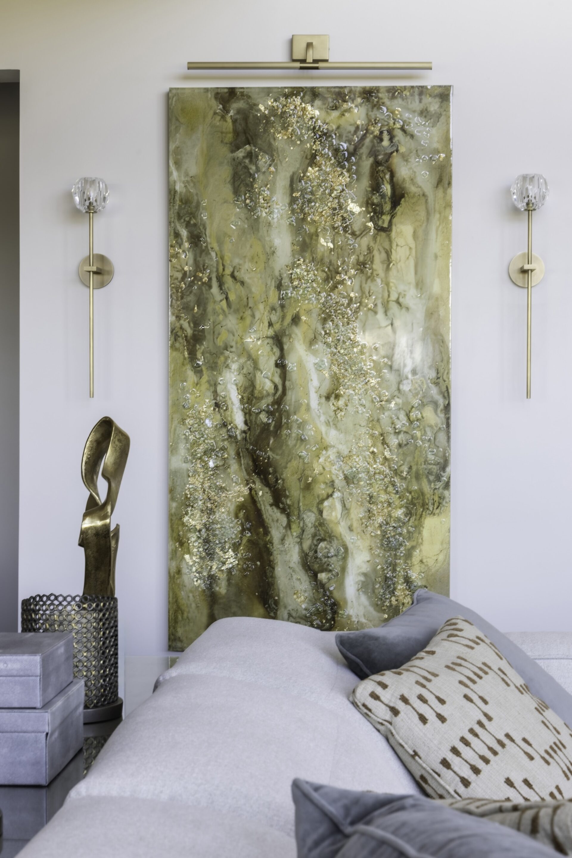 raja interiors tall wall art with lighting sconce