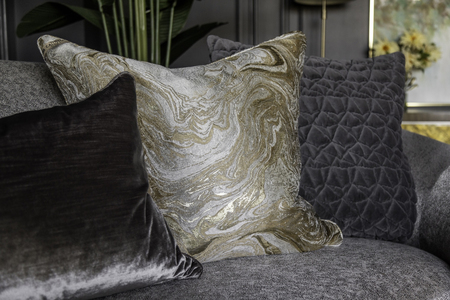 sofa accent pillows in formal sitting room