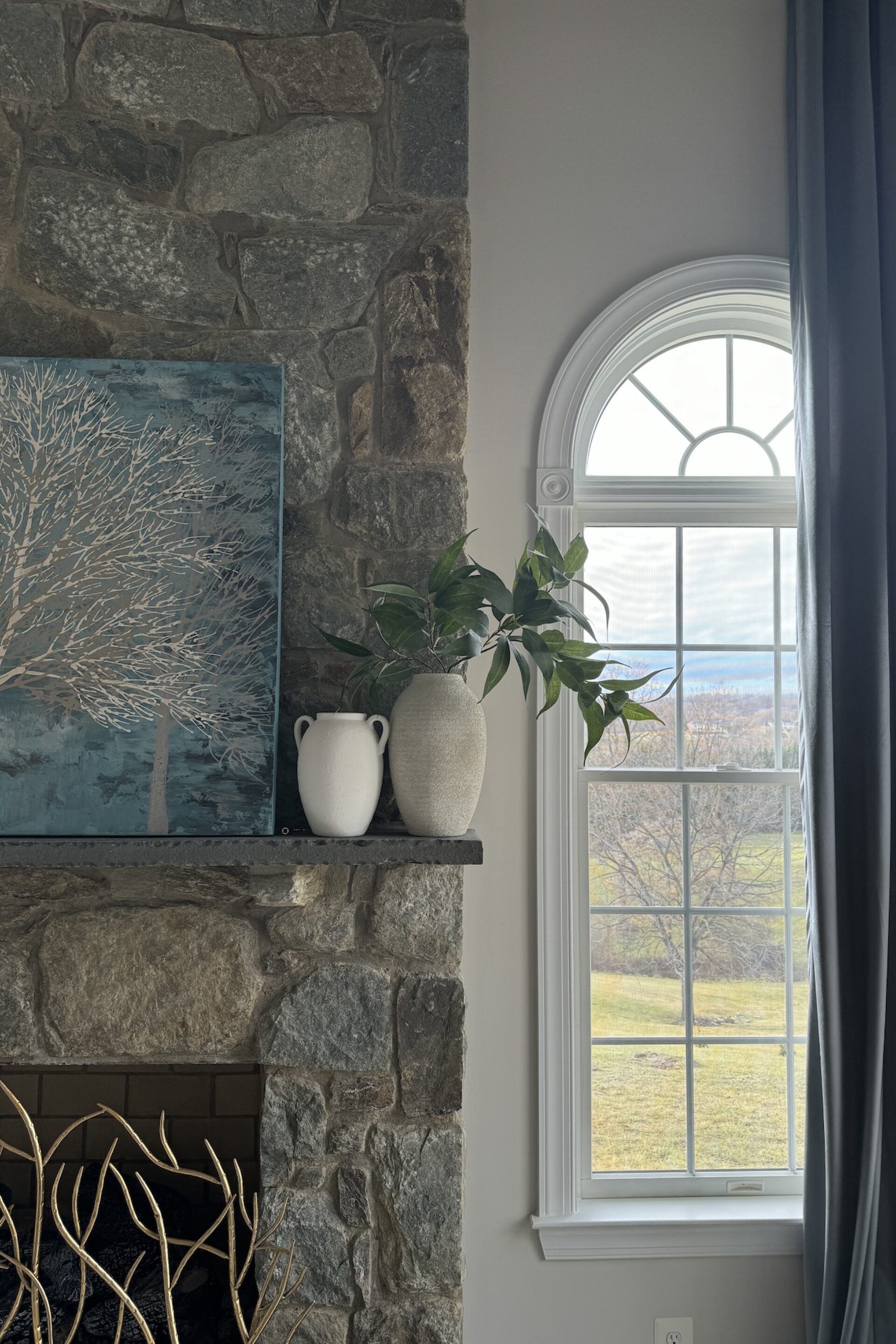 Stone Fireplace In Living Room