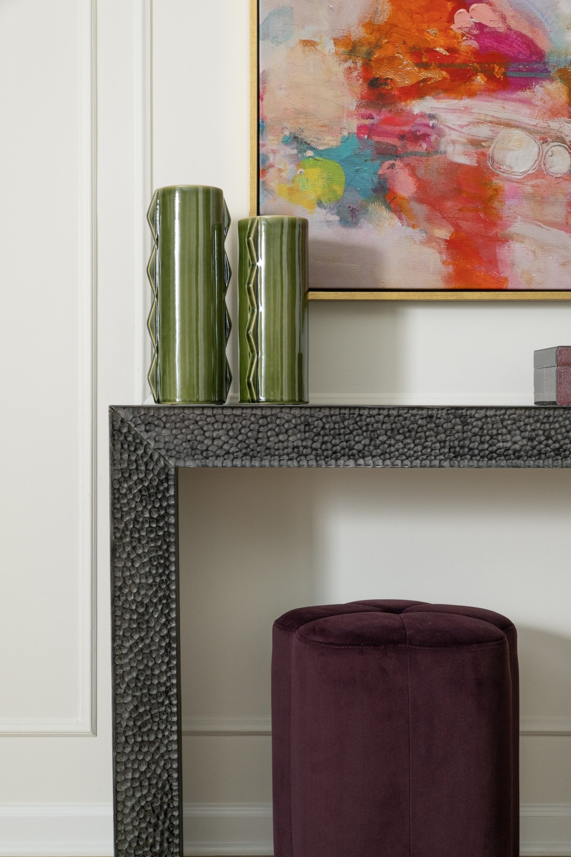 Vases On Sideboard Table In Entryway